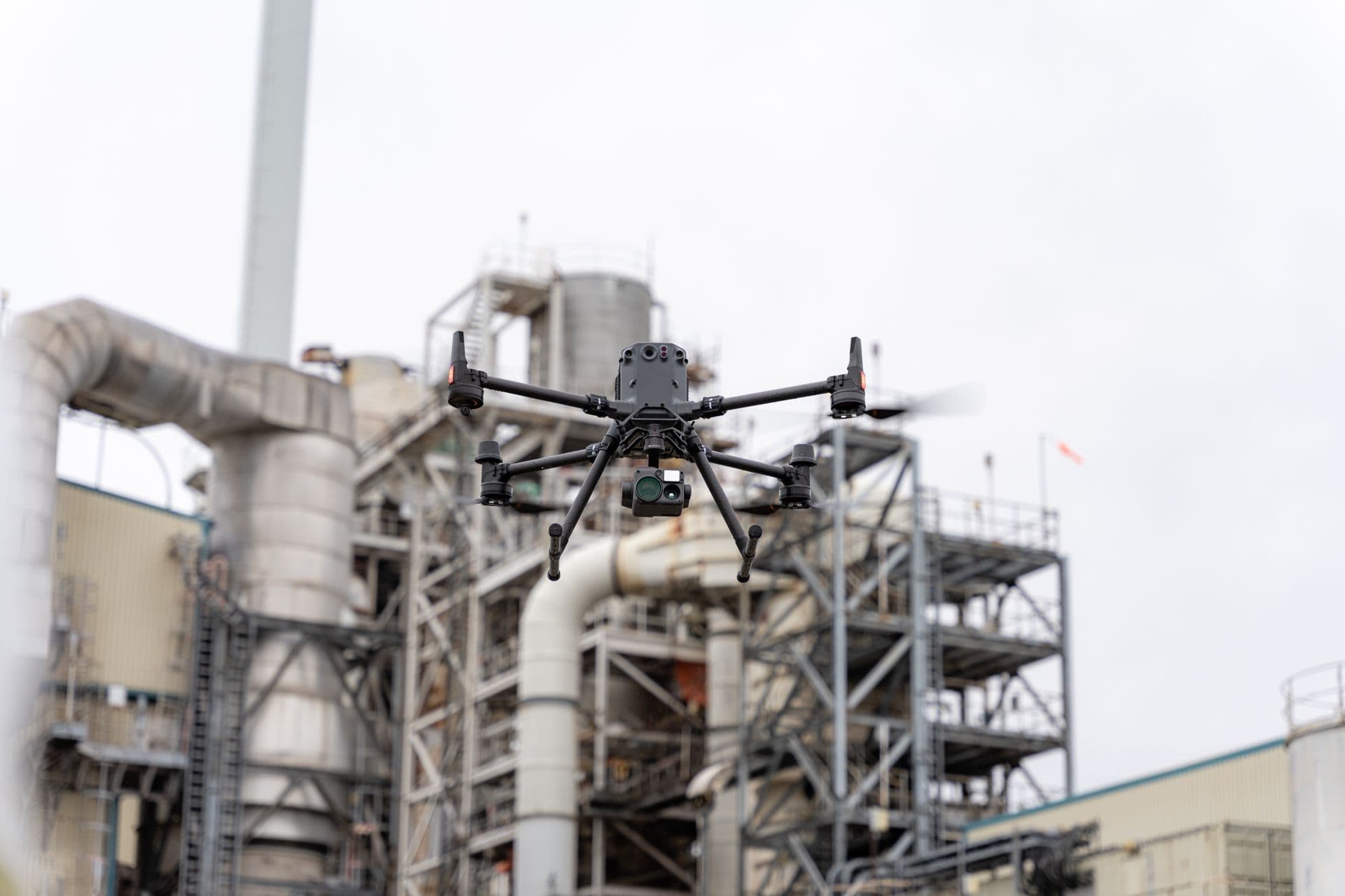 Drone over a large industrial facility
